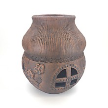 Подсвечник "Дом" из красной глины