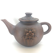 Чайник "Цветок" из красной глины